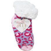 Wholesale - 1pk GIRLS PURPLE KNITTED NS SOCKS W/SHERPA SIZE 6-8 C/P 60, UPC: 194382047712
